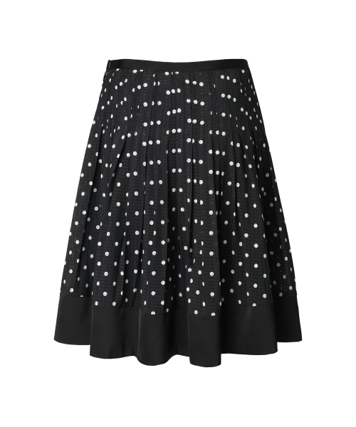 DOT PLEATED SATIN SKIRT BLACK
