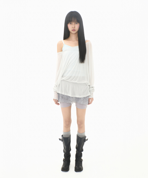 LACE LAYER WRAP SKORT STONE GREY