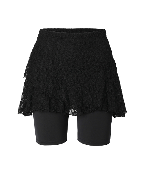 LACE LAYER WRAP SKORT BLACK