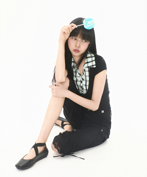 LAYERED COLLAR T MINT BLACK
