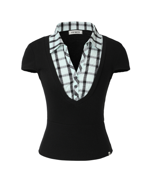 LAYERED COLLAR T MINT BLACK