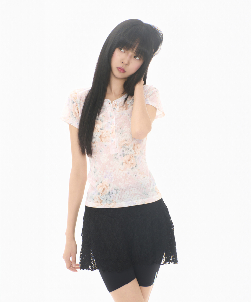 FLOWER BUTTON T PINK