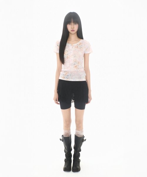 FLOWER BUTTON T PINK