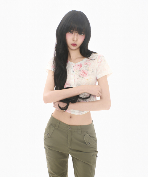 FLOWER BUTTON T IVORY