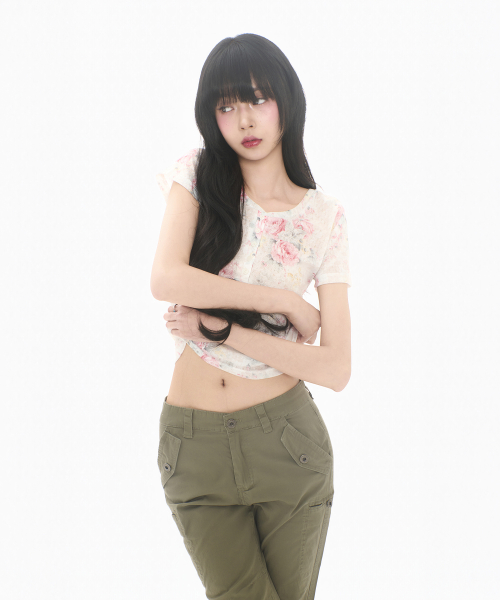 FLOWER BUTTON T IVORY