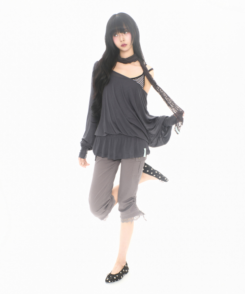 LACE CORSET CAPRI PT PLUM GREY
