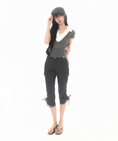 LACE CORSET CAPRI PT CHARCOAL