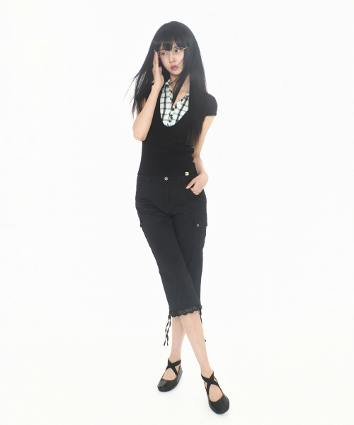 LACE CORSET CAPRI PT BLACK