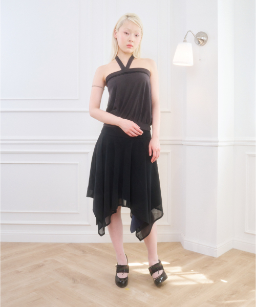 IRIS LOW RISE MIDI SKIRT BLACK