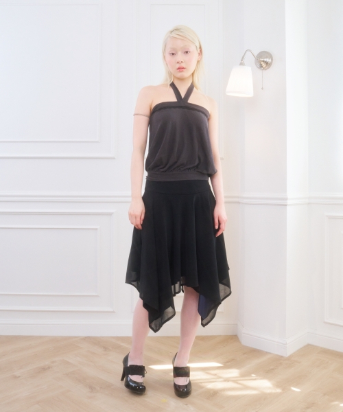 IRIS LOW RISE MIDI SKIRT BLACK