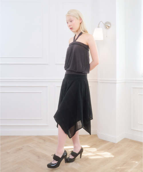IRIS LOW RISE MIDI SKIRT BLACK