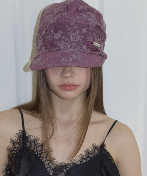 Floral Lace Cap Hat (2color)_Purple