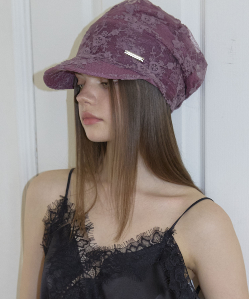 Floral Lace Cap Hat (2color)_Purple