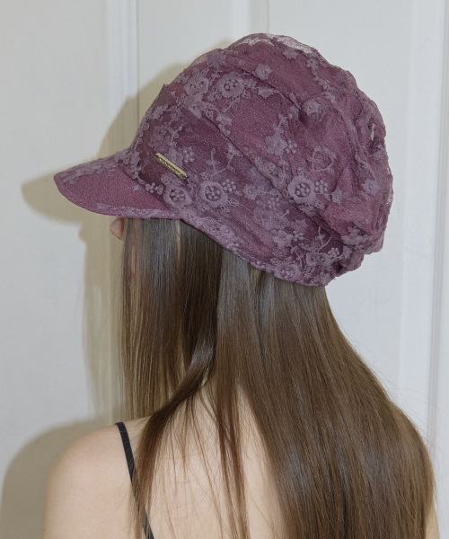 Floral Lace Cap Hat (2color)_Purple