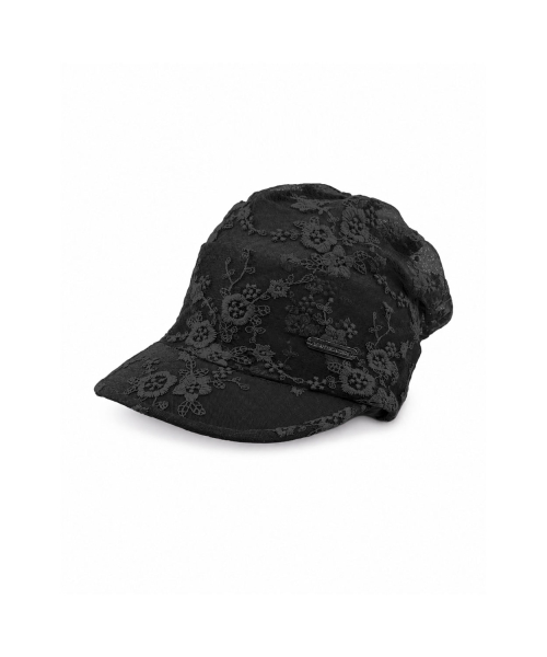 Floral Lace Cap Hat (2color)_Black