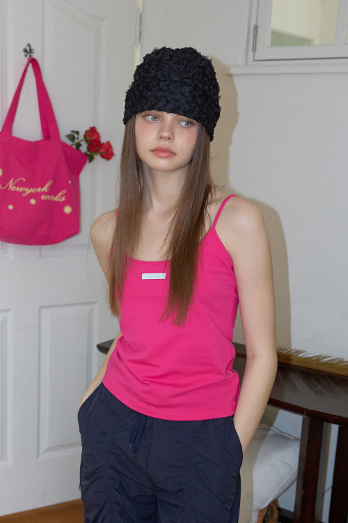 Flower Lace Pleated Beanie Hat (2color)_Black