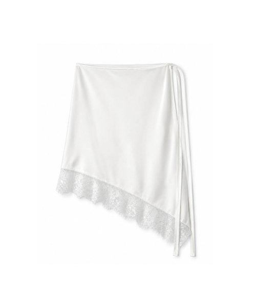 Satin Diagonal Layered Skirt (2color)_Ivory