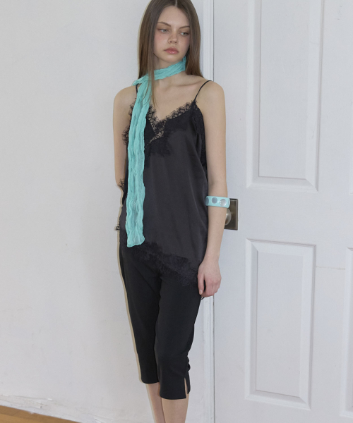 Slim Pleated Long Scarf (4color)_Teal
