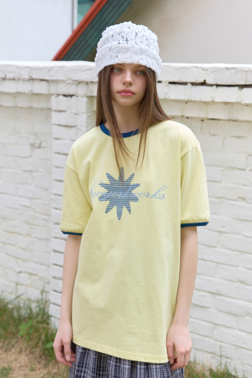 Unisex Contrast Ringer Short Sleeve T-Shirt (3color)_Lemon