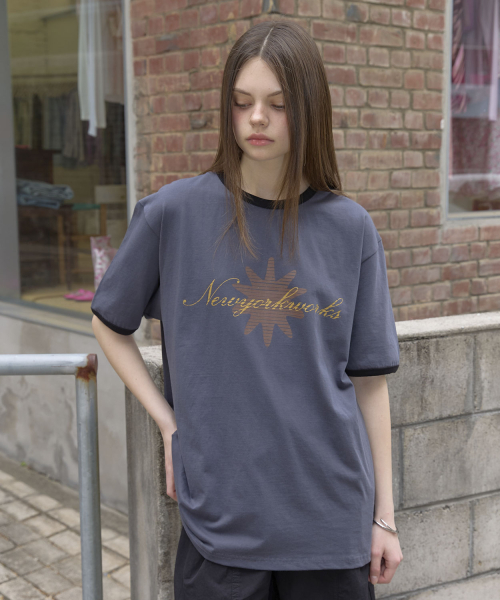 Unisex Contrast Ringer Short Sleeve T-Shirt (3color)_Charcoal
