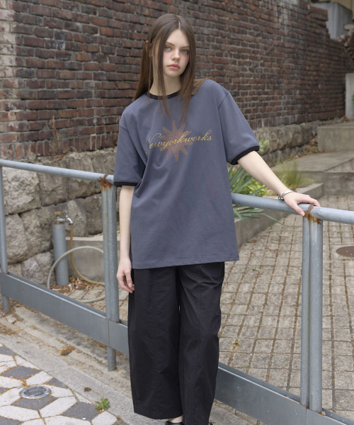 Unisex Contrast Ringer Short Sleeve T-Shirt (3color)_Charcoal