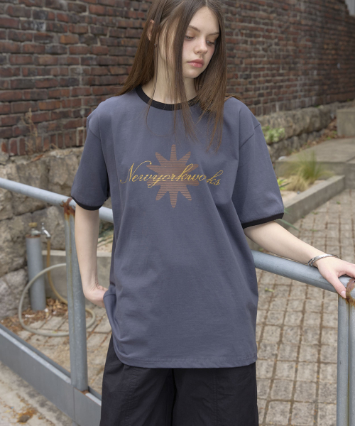 Unisex Contrast Ringer Short Sleeve T-Shirt (3color)_Charcoal