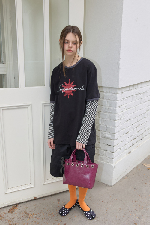 Unisex Contrast Ringer Short Sleeve T-Shirt (3color)_Black