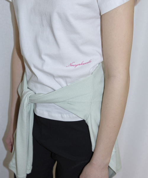 Embroidery Round Short Sleeve T-Shirt (4color)_White
