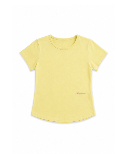 Embroidery Round Short Sleeve T-Shirt (4color)_Lemon