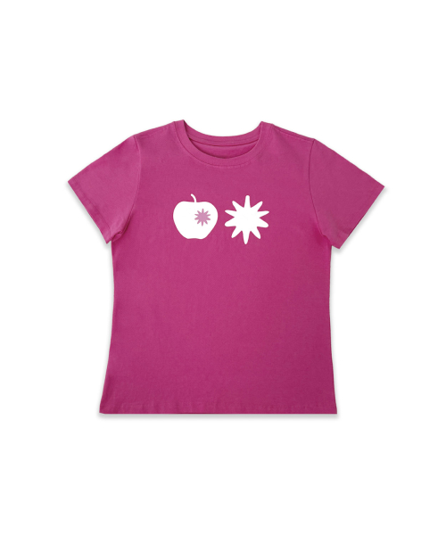 Apple Print Short Sleeve T-Shirt (3color)_Hot Pink