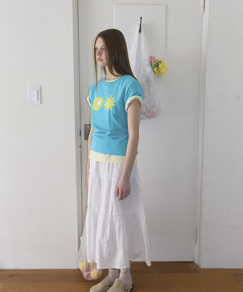 Apple Print Short Sleeve T-Shirt (3color)_Teal