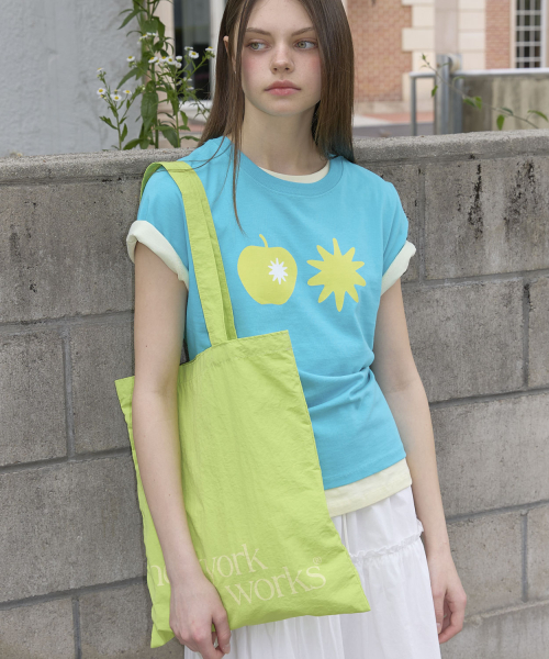 Apple Print Short Sleeve T-Shirt (3color)_Teal