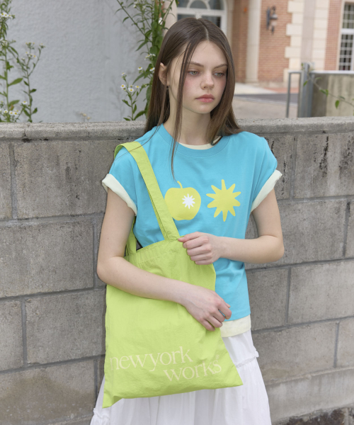 Apple Print Short Sleeve T-Shirt (3color)_Teal