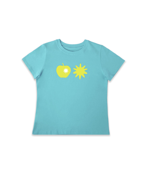 Apple Print Short Sleeve T-Shirt (3color)_Teal