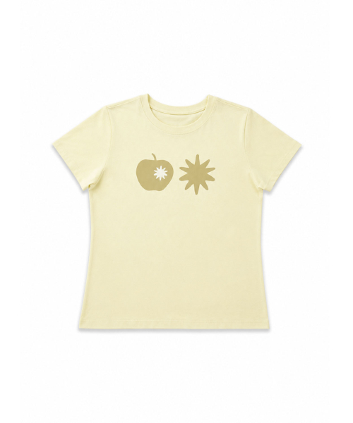 Apple Print Short Sleeve T-Shirt (3color)_Lemon