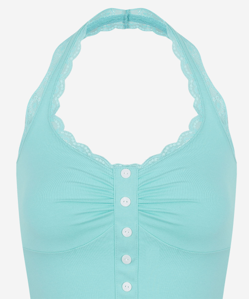 Candy Lace Button Sleeveless Top (4Colors)