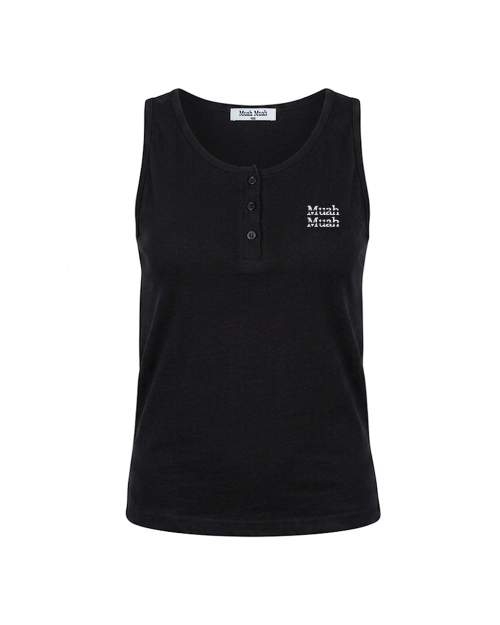 SLIM HENLEY NECK SLEEVELESS [BLACK]