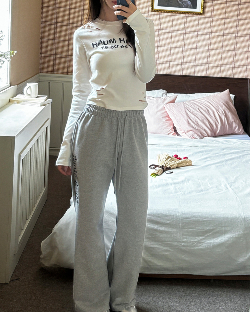 LOGO BOOTSCUT BANDING PANTS [GRAY]