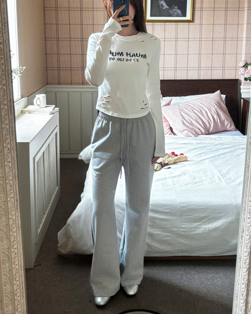 LOGO BOOTSCUT BANDING PANTS [GRAY]