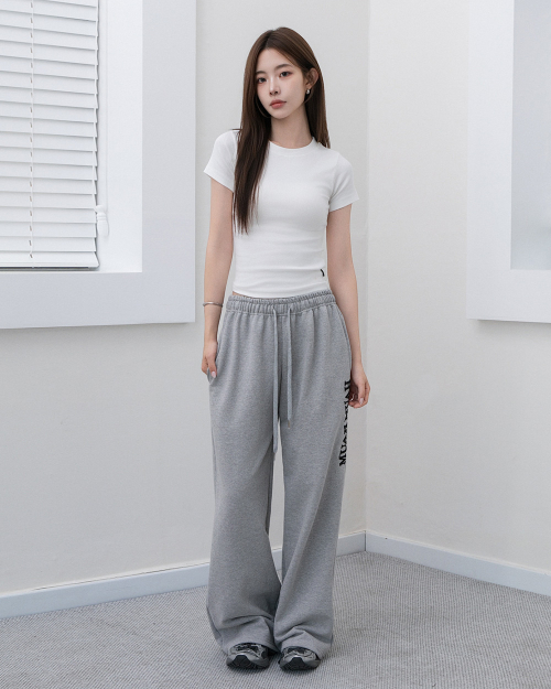 WAVE LOGO WIDE BANDING PANTS [GRAY]