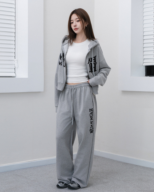 WAVE LOGO WIDE BANDING PANTS [GRAY]