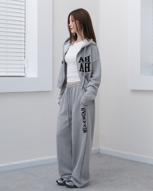 WAVE LOGO WIDE BANDING PANTS [GRAY]