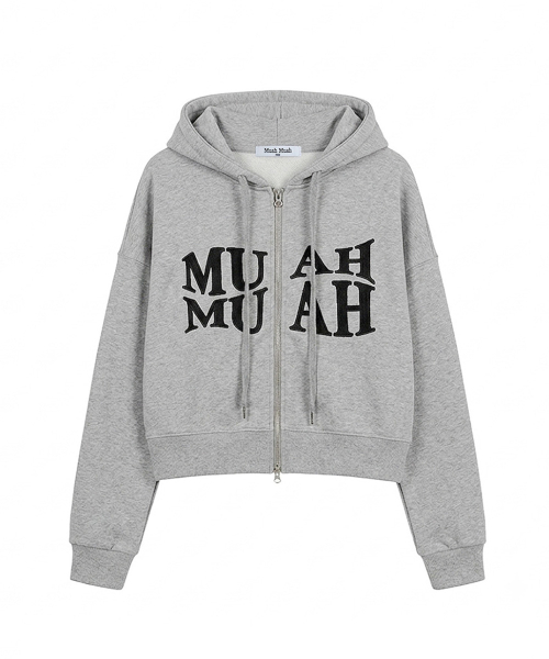 WAVE BOLD STITCH HOOD ZIPUP [GRAY]