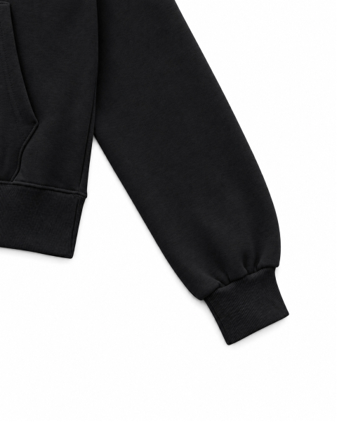 DOT CHECK PATCH LOOSE FIT HOODIE [BLACK]