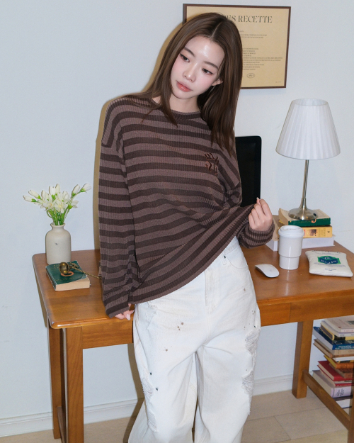 STRIPE LOOSE FIT KNIT [BROWN]
