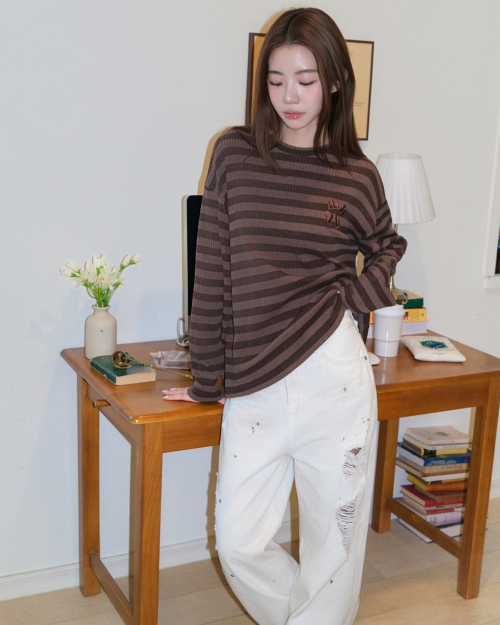 STRIPE LOOSE FIT KNIT [BROWN]