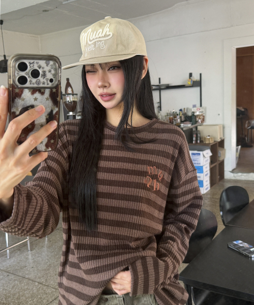 STRIPE LOOSE FIT KNIT [BROWN]
