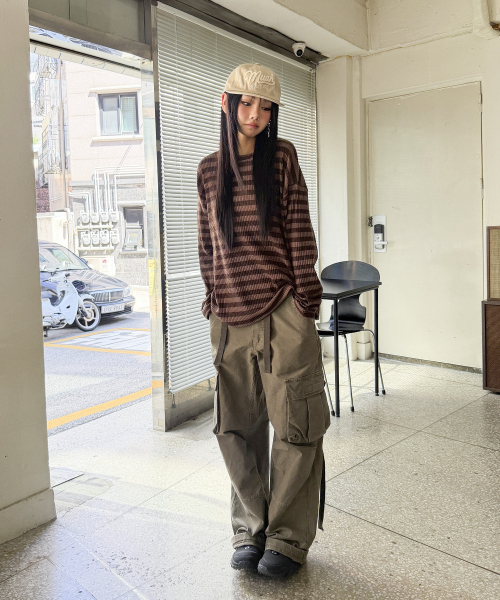 STRIPE LOOSE FIT KNIT [BROWN]