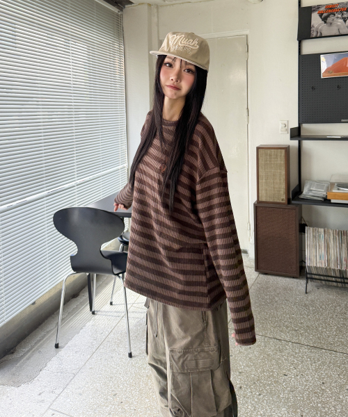 STRIPE LOOSE FIT KNIT [BROWN]