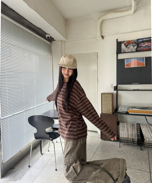 STRIPE LOOSE FIT KNIT [BROWN]